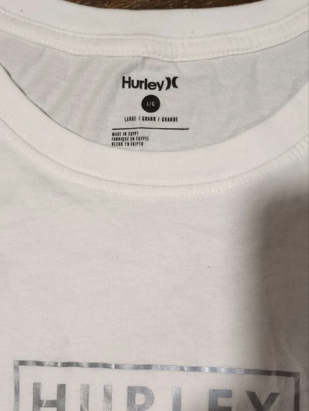 Hurley White Long Sleeve Logo Tee with Faded Gray Print